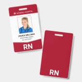 Badge d'identification de l'infirmière autorisée R (Avant & arrière)