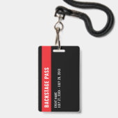 Badge d'identification de média de Backstage Pass (Arrière avec lanière)