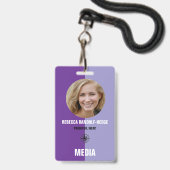 Badge d'identification de média personnalisé / Pho (Avant avec lanière)