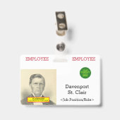 Badge d'identification de membre du personnel de b (Arrière avec clip)