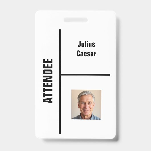 Badge d'identification de participant minimal blan (Avant)
