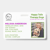Badge d'identification de photo de chien de thérap (Avant)