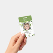 Badge d'identification de photo de feuillage vert  (Manuel / portable)