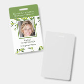 Badge d'identification de photo de feuillage vert  (Avant & arrière)