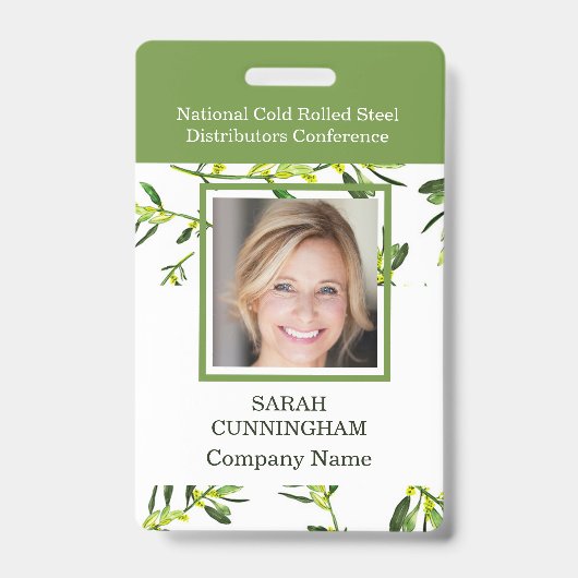 Badge d'identification de photo de feuillage vert  (Avant)