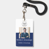 Badge d'identification de photo d'employé avec log (Avant avec lanière)