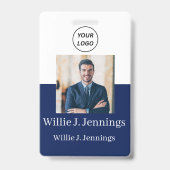Badge d'identification de photo d'employé avec log (Avant)