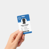 Badge d'identification de photo d'employé bleu de (Manuel / portable)