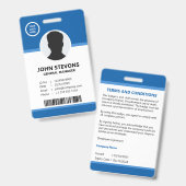 Badge d'identification de photo d'employé bleu de (Avant & arrière)