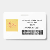 Badge d'identification de photo d'employé horizont (Arrière)