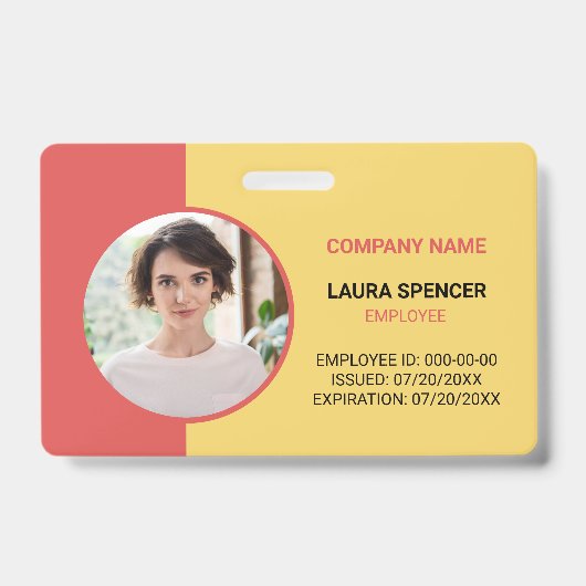 Badge d'identification de photo d'employé horizont (Avant)