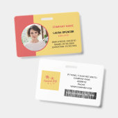 Badge d'identification de photo d'employé horizont (Avant & arrière)