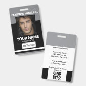 Badge d'identification de photo d'employé - Noir e (Avant & arrière)