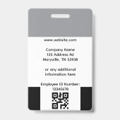 Badge d'identification de photo d'employé - Noir e (Arrière)