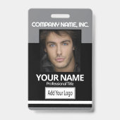 Badge d'identification de photo d'employé - Noir e (Avant)