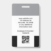 Badge d'identification de photo d'employé - Noir e (Arrière)
