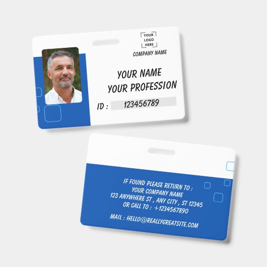 Badge d'identification de photo d'employé personna (Avant & arrière)