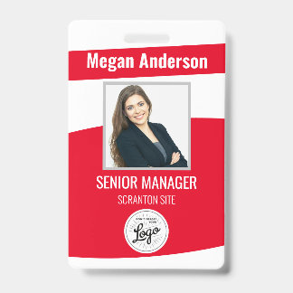 Badge d'identification de photo d'employé rouge