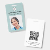 Badge d'identification de photo d'infirmière diplô (Avant & arrière)