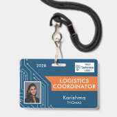 Badge d'identification de photo du coordinateur du (Avant avec lanière)