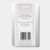 Badge d'identification de photo élégant beige arge (Arrière)