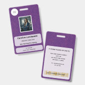 Badge d'identification de photo en cuir violet roy (Avant & arrière)