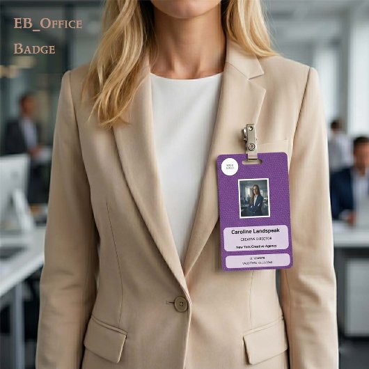 Badge d'identification de photo en cuir violet roy