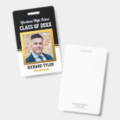 Badge d'identification de photo noir et or de réun (Avant & arrière)