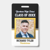 Badge d'identification de photo noir et or de réun (Avant)