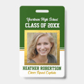 Badge d'identification de photo vert et or de réun (Avant)