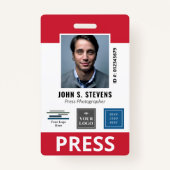 Badge d'identification de presse de logos 3 rouges (Devant)