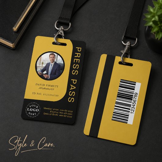 Badge d'identification de presse en média noir et
