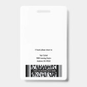 Badge d'identification de professeur à domicile (Arrière)
