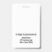 Badge d'identification de professeur d'école à la  (Arrière)