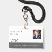 Badge d'identification de salarié avec code-barres (Avant avec lanière)