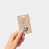 Badge d'identification de style Kraft – Logo et QR (Manuel / portable)