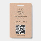 Badge d'identification de style Kraft – Logo et QR (Arrière)