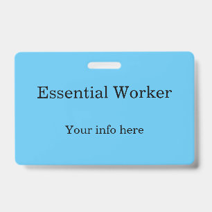 Badge d'identification de travailleur essentiel