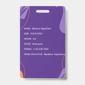 Badge d'identification d'élève à domicile | Violet (Arrière)