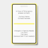 Badge d'identification d'élève à la maison (Arrière)