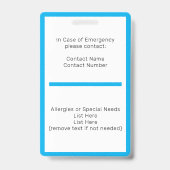 Badge d'identification d'élève à la maison (Arrière)