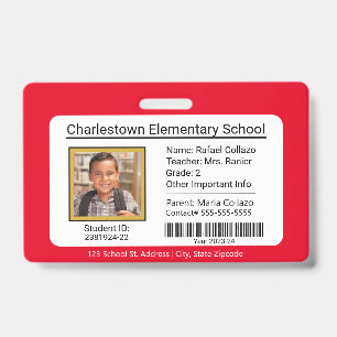 Badge d'identification d'élève de l'école élémenta