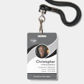 Badge d'identification d'employé d'entreprise Gris (Avant avec lanière)