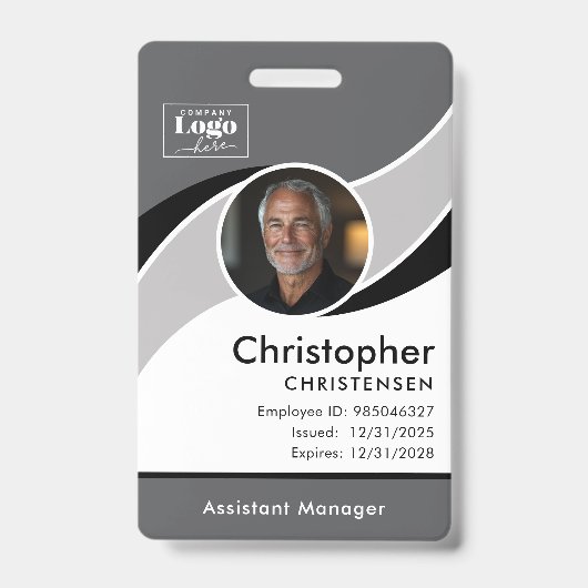 Badge d'identification d'employé d'entreprise Gris (Avant)