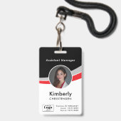 Badge d'identification d'employé d'entreprise Noir (Avant avec lanière)