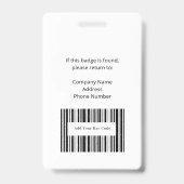 Badge d'identification d'employé gris professionne (Arrière)