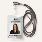 Badge d'identification d'employé gris professionne (Devant avec lanière)