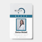 Badge d'identification d'employé moderne bleu et g (Avant)