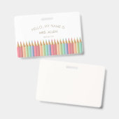 Badge d'identification d'enseignant en Pastel (Avant & arrière)