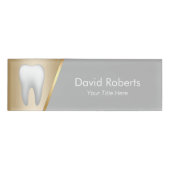 Badge D'identification Dentiste moderne Gold & Grey Dental Assistant dent (Devant)